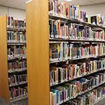 Library shelves filled with books