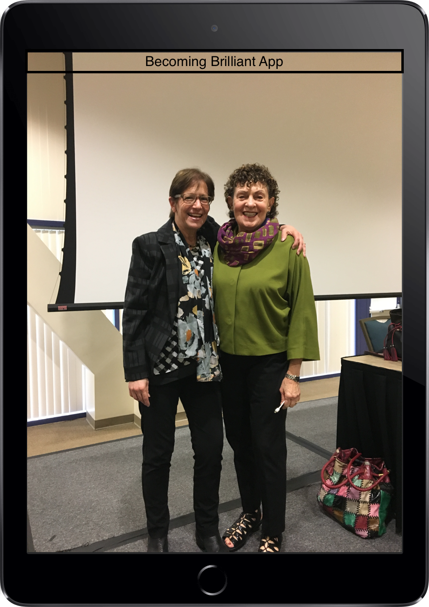 Roberta Golinkoff (right) with colleague Kathy Hirsch-Pasek (left) gave keynote presentation on “Putting the education back in “educational” apps."