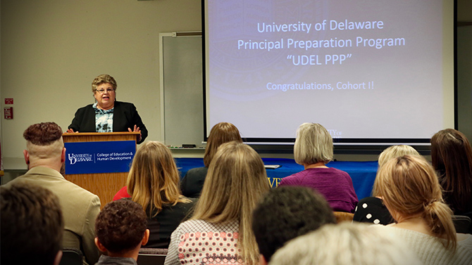 Jackie Wilson, assistant professor in the School of Education and director of UD’s Delaware Academy for School Leadership (DASL) celebrates graduates’ commitment to their own learning and willingness to lead. 