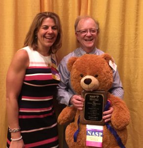 George Bear with the President of NASP, Melissa Reeves. Bear was presented with the Lifetime Achievement Award 2017 from the National Association of School Psychologists (NASP)