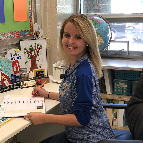 Emily Halliday in her classroom