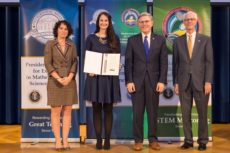 Kathleen Olenderski (second from left) receives Presidential Award for Excellence in Mathematics and Science Teaching at an honorary gala in Washington, D.C.