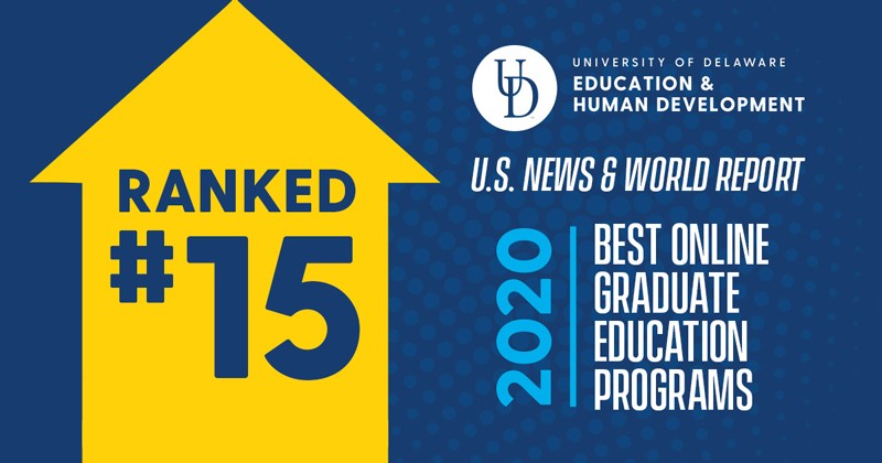 Graphic announcing that the School of Education online education program are ranked 15th in the nation by US News & World Report.