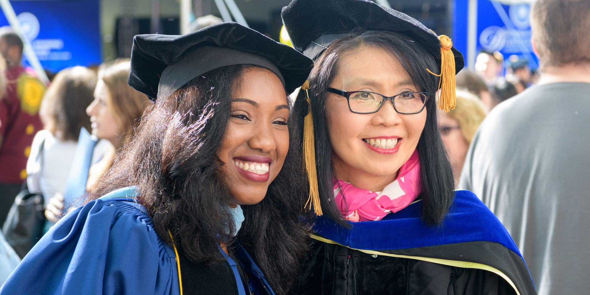 Carol Wong with graduate student at doctoral hooding