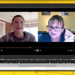 University of Delaware Associate Professor Michelle Cirillo (right) interviews undergraduate Kayla Hurst about her preservice teaching experience that moved from in-person to online during the 2020 spring semester, due to the coronavirus pandemic.